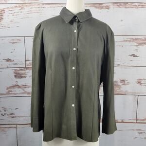 Yansi Fugel Leather Button Up Shirt Green Size XL